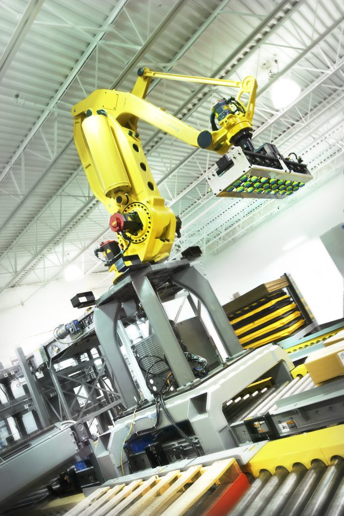 automated robot palletizing conveyor with fanuc
