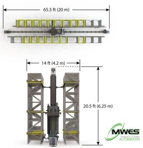 ASRS racking dimensions diagram