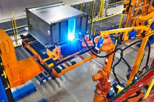 abb robot transformer welding system with positioner