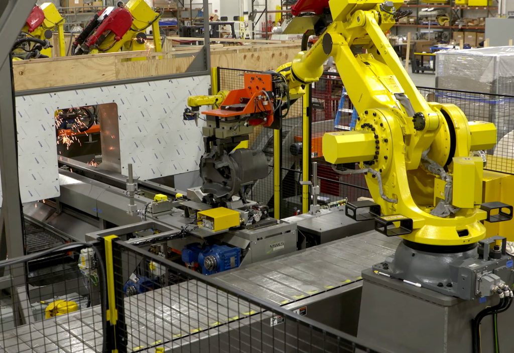 robot automated casting rough grinding line