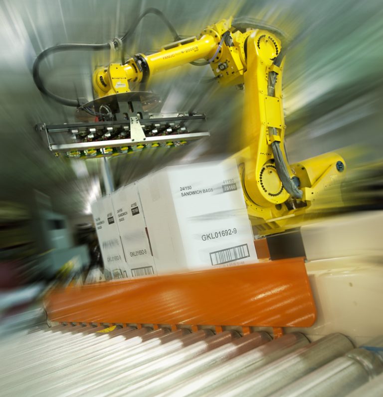 Floortrack Robot Palletizing Cell