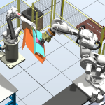 skid steer welding automation rendering