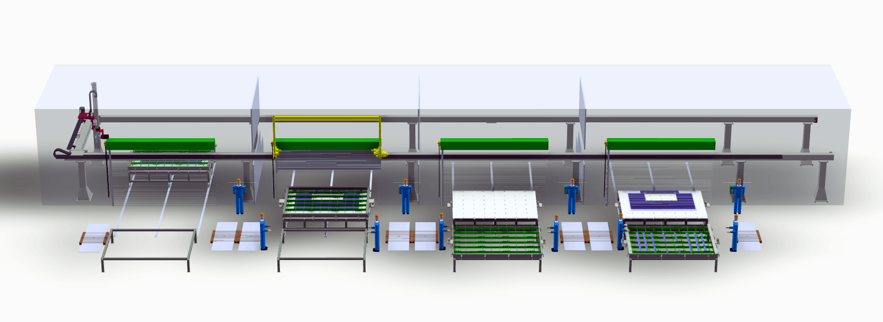 rail cart wall section automated welding system