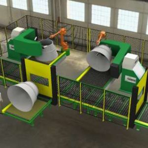 truck core welding cell rendering graphic