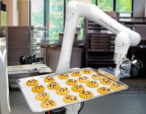 cobot loading cookie tray